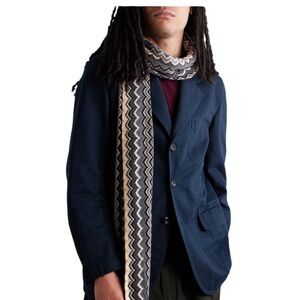 Missoni Zigzag Pattern Scarf in Black and Cream